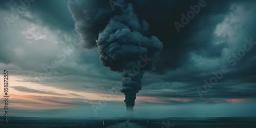 Nuclear pollution is a global concern due to its invisible threat. Concept Environmental Pollution, Nuclear Contamination, Global Concerns, Invisible Threat, Radiation Hazards photo