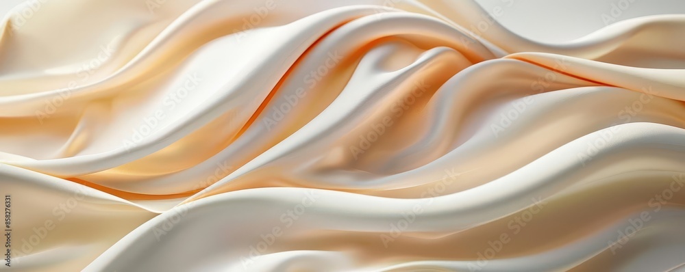 Fototapeta premium Creamy satin fabric in soft, flowing folds. Elegant and luxurious texture.