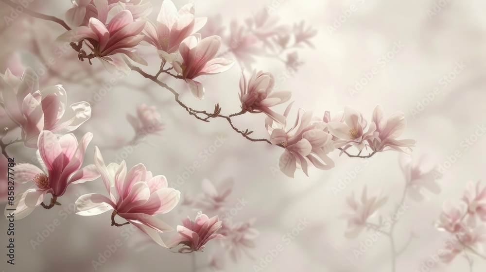 Magnolia branch in spring bloom floral backdrop Magnolia branch in spring bloom floral backdrop