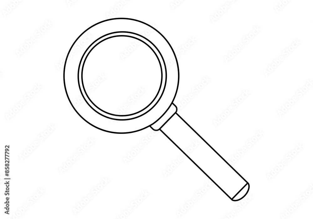 Hand drawn cute outline illustration magnifying glass. Flat vector searching optical tool sticker in line art doodle style. Discover or explore icon. Searching for opportunity. Data analysis. Isolated Hand drawn cute outline illustration magnifying glass. Flat vector searching optical tool sticker in line art doodle style. Discover or explore icon. Searching for opportunity. Data analysis. Isolated