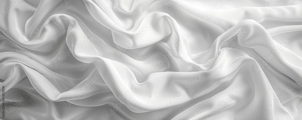 White fabric drapes and folds in soft, abstract shapes. White fabric drapes and folds in soft, abstract shapes.