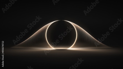 Abstract glowing portal in a dark space. Light trails create a futuristic, otherworldly scene.  Perfect for science fiction or technology themes.