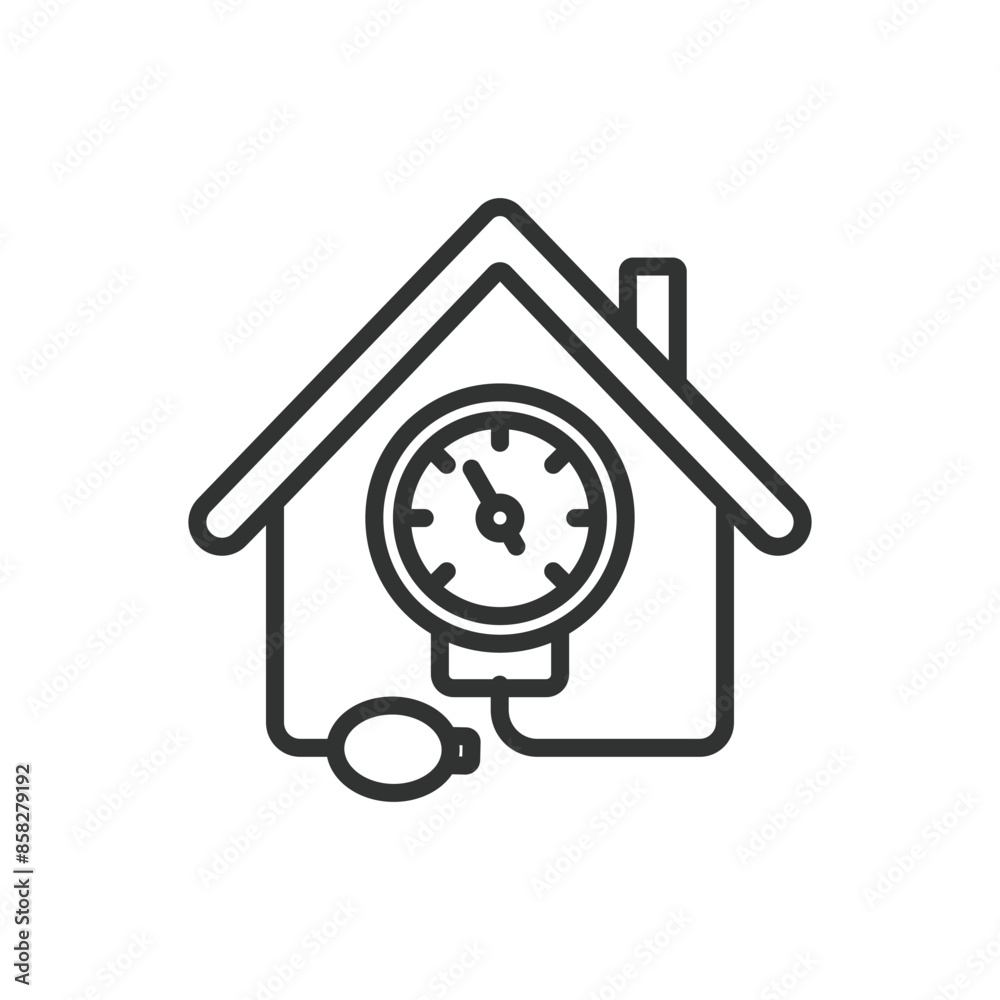3Home Blood Pressure Monitoring, in line design. Blood, pressure, home, monitoring, health, device, measurement on white background vector. Home Blood Pressure Monitoring editable stroke icon. 3Home Blood Pressure Monitoring, in line design. Blood, pressure, home, monitoring, health, device, measurement on white background vector. Home Blood Pressure Monitoring editable stroke icon.