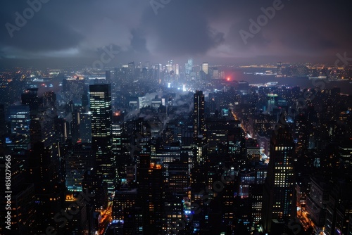 Wallpaper Mural Urban night scenes: exploring the beauty of city skylines under the lunar light Torontodigital.ca