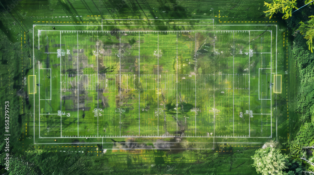 Football field lines seen from above Football field lines seen from above