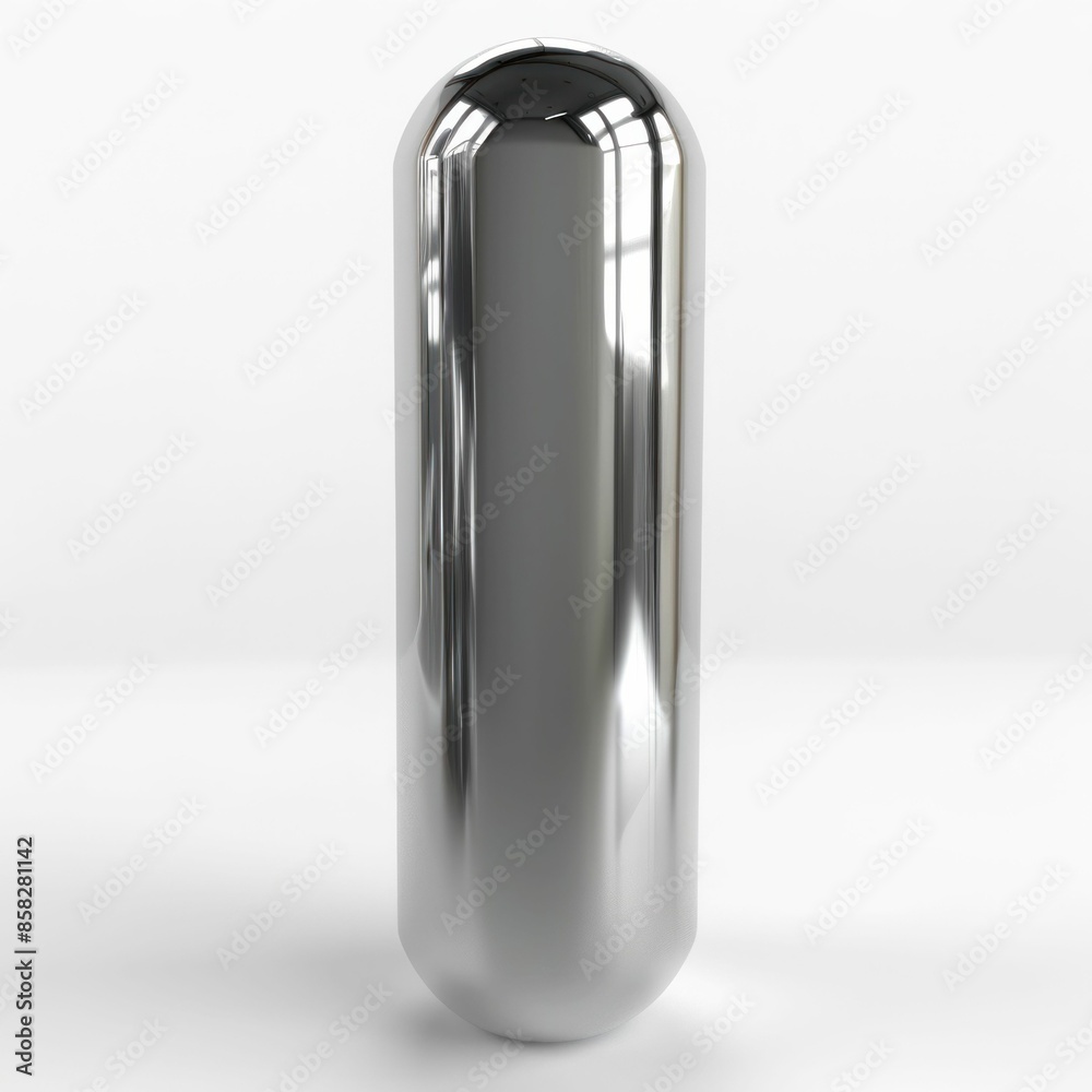 Shiny Metallic Cylinder on White Background. Generative ai Shiny Metallic Cylinder on White Background. Generative ai
