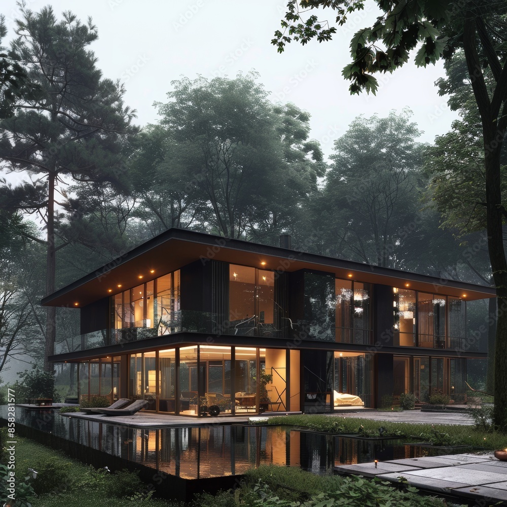 A house in the jungle, a beautiful camphor house in the forest.