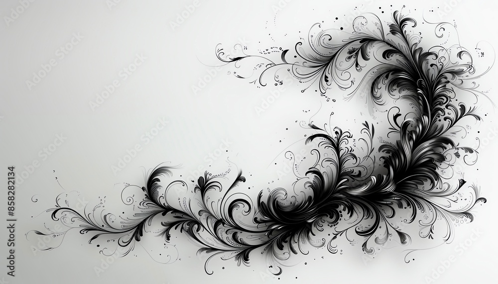 Fototapeta premium Calligraphy Swirl A single calligraphy swirl in one corner with lots of white space