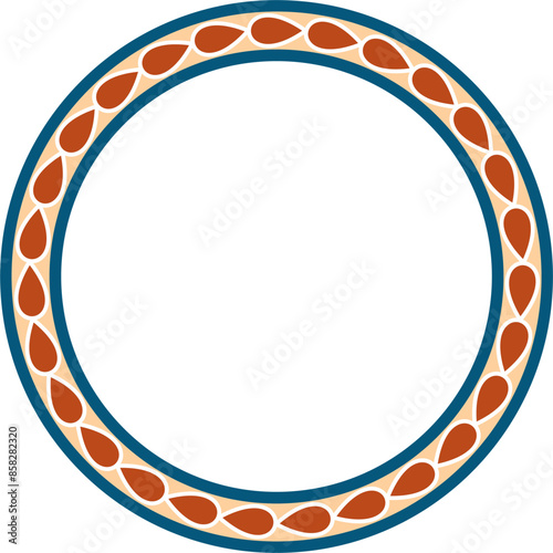 Vector colored round Jewish ornament. Star of David. Semitic circle, ring.