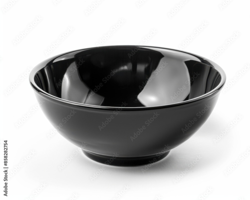Black Bowl. Clean and Empty Utensil in Close-up Isolated on White Background Black Bowl. Clean and Empty Utensil in Close-up Isolated on White Background