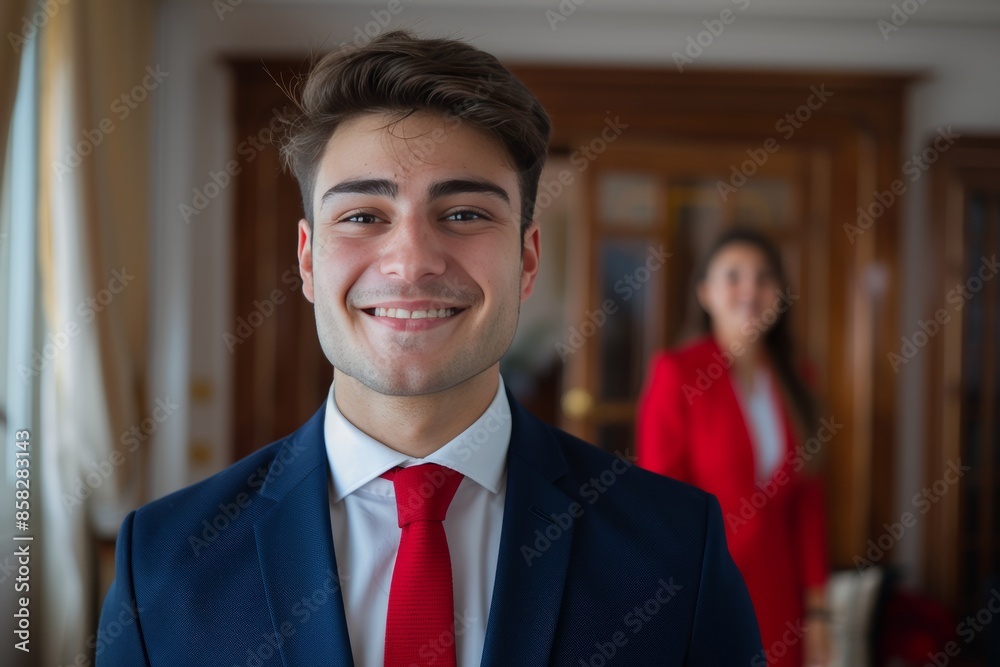 Portrait of a young successful businessman in the office. Portrait of a young successful businessman in the office.