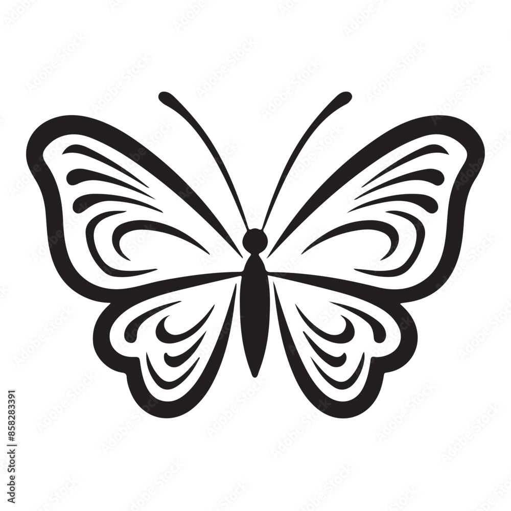 Butterfly single line Icon vector design outline. Butterfly single line Icon vector design outline.