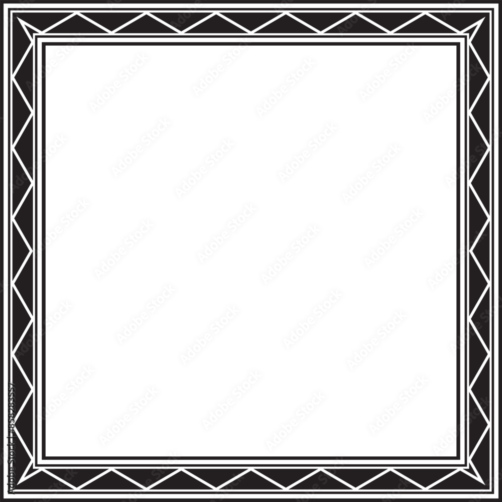 Vector monochrome black square Yakut ornament. An endless rectangular border, a frame of the northern peoples of the Far East. Vector monochrome black square Yakut ornament. An endless rectangular border, a frame of the northern peoples of the Far East.