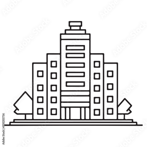 Building single line Icon vector design outline.