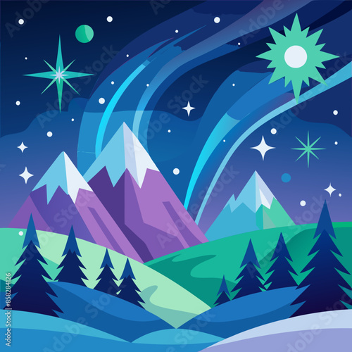 Northern lights and snowflakes