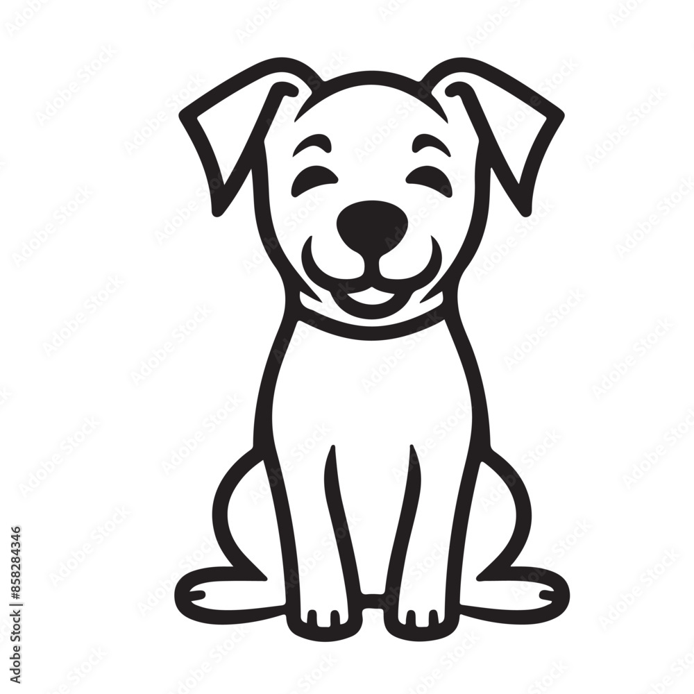 Buddy dog single line Icon vector design outline.