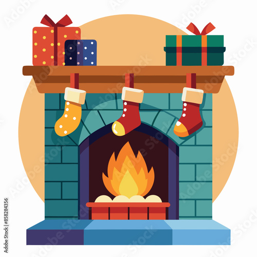 Fireplace and woolen socks