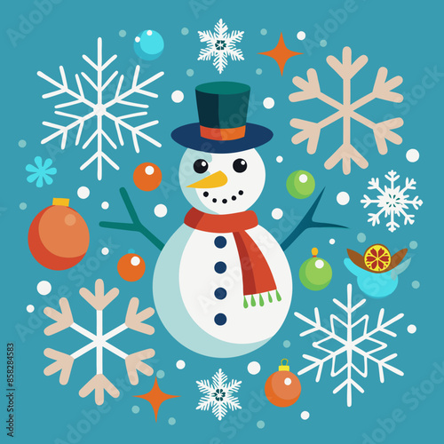 Snowflakes and snowman