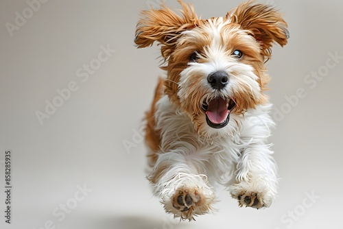 Joyful Puppy Leaping - Lively Dog for Pet Themes and Animal-Loving Designs