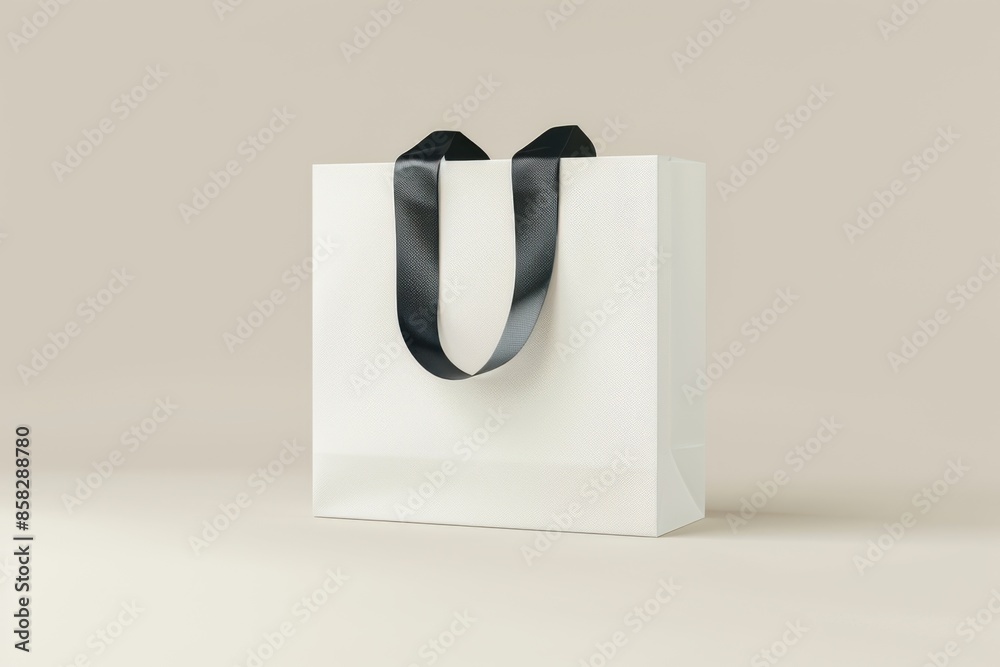 Gift Bag mockup. White Paper Bag with Black Silk Handle, isolated on white background. 3D Rendering. Beautiful Template for Craft Bagful Present. Gift Bag mockup. White Paper Bag with Black Silk Handle, isolated on white background. 3D Rendering. Beautiful Template for Craft Bagful Present.