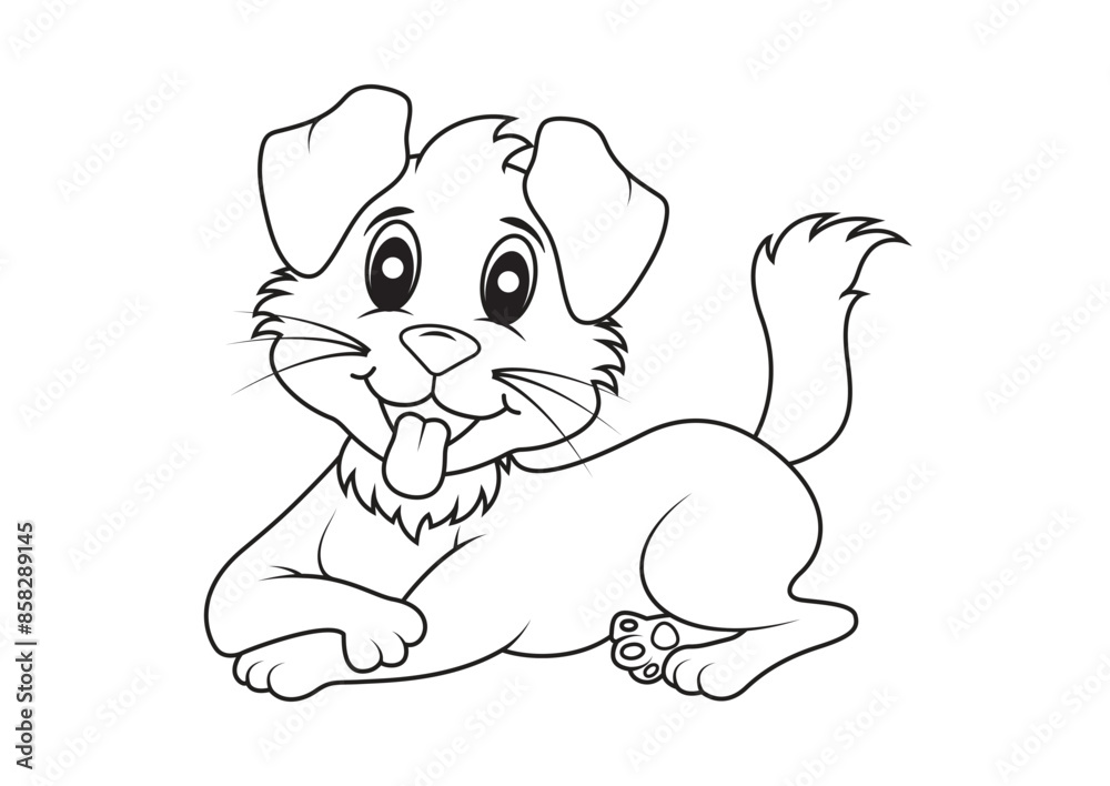 Black and White Cartoon Dog Vector Flat Designs, Ideal for Coloring Pages, Isolated on White Background Black and White Cartoon Dog Vector Flat Designs, Ideal for Coloring Pages, Isolated on White Background