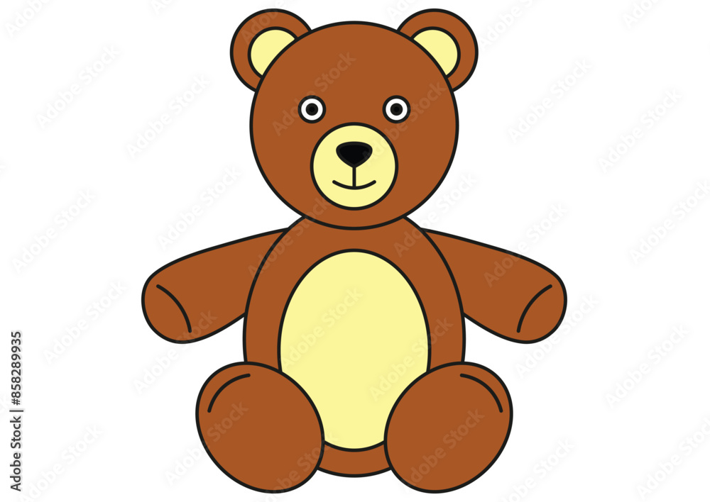 Toy Bear Clipart Vector Flat Designs, Ideal for Coloring Pages, Isolated on White Background Toy Bear Clipart Vector Flat Designs, Ideal for Coloring Pages, Isolated on White Background