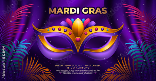 Mardi gras carnival background with stylish carnival mask