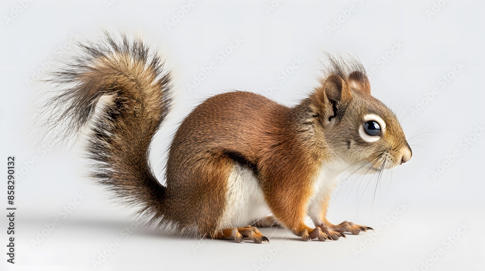 Eurasian red squirrel in front of a white background. Eurasian red squirrel in front of a white background.