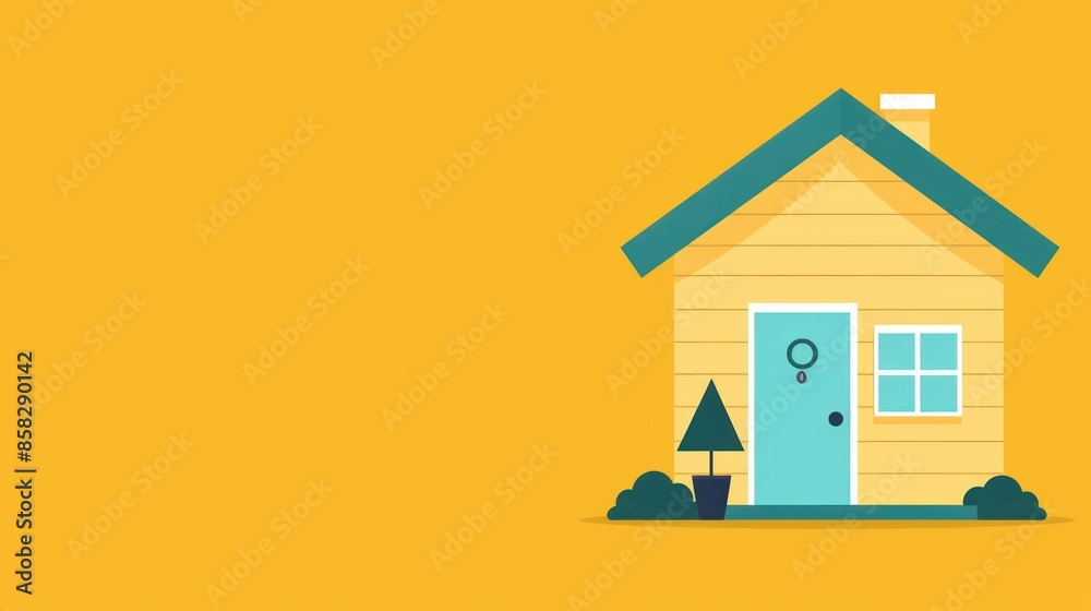 small yellow house with a blue door and window, set against a bright yellow background, evoking a sense of warmth and simplicity. small yellow house with a blue door and window, set against a bright yellow background, evoking a sense of warmth and simplicity.