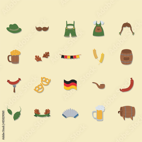 flat oktober fest element set illustrations
