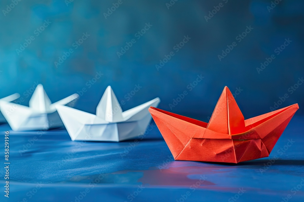 Red Paper Boat Leading the Way Red Paper Boat Leading the Way