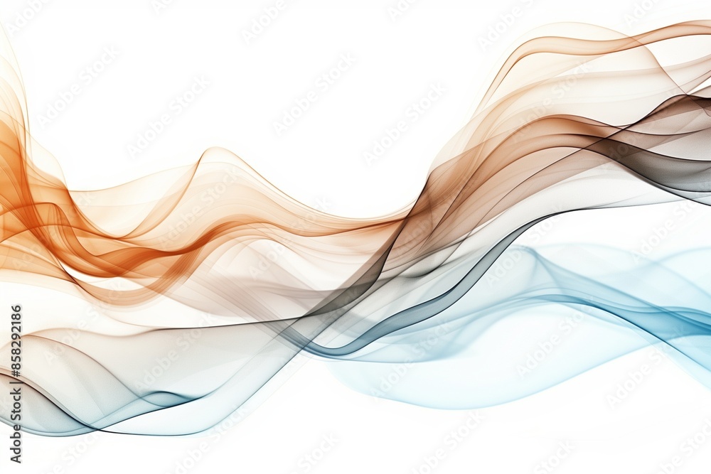 Detailed abstract illustration of brown and blue waves on white, offering a smoke-like visual texture. Detailed abstract illustration of brown and blue waves on white, offering a smoke-like visual texture.
