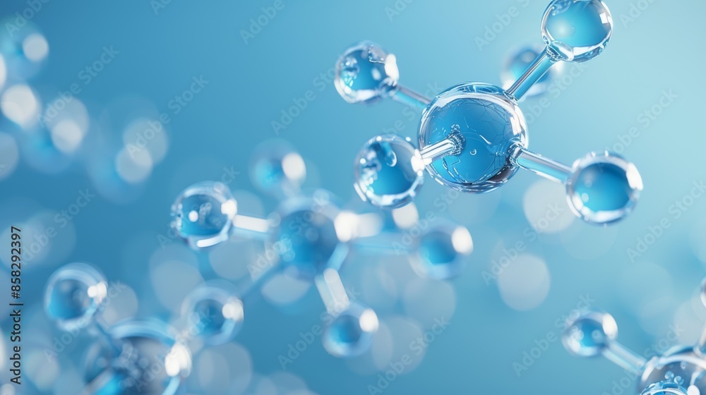 An artistic representation of an inorganic molecule, with metallic spheres connected by rods, floating against a gradient blue backdrop. An artistic representation of an inorganic molecule, with metallic spheres connected by rods, floating against a gradient blue backdrop.