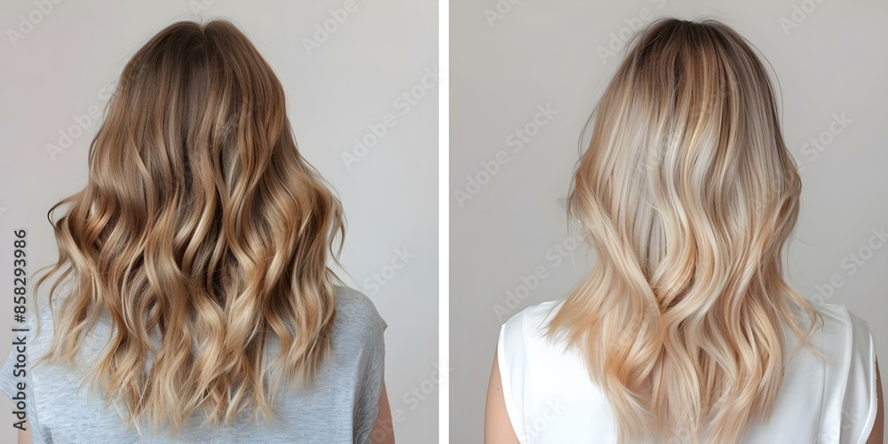 Stylish hair transformation with ombre or balayage hairstyle. Concept Hair Transformation, Ombre Style, Balayage Look, Stylish Hair, Trendy Hairstyle Stylish hair transformation with ombre or balayage hairstyle. Concept Hair Transformation, Ombre Style, Balayage Look, Stylish Hair, Trendy Hairstyle