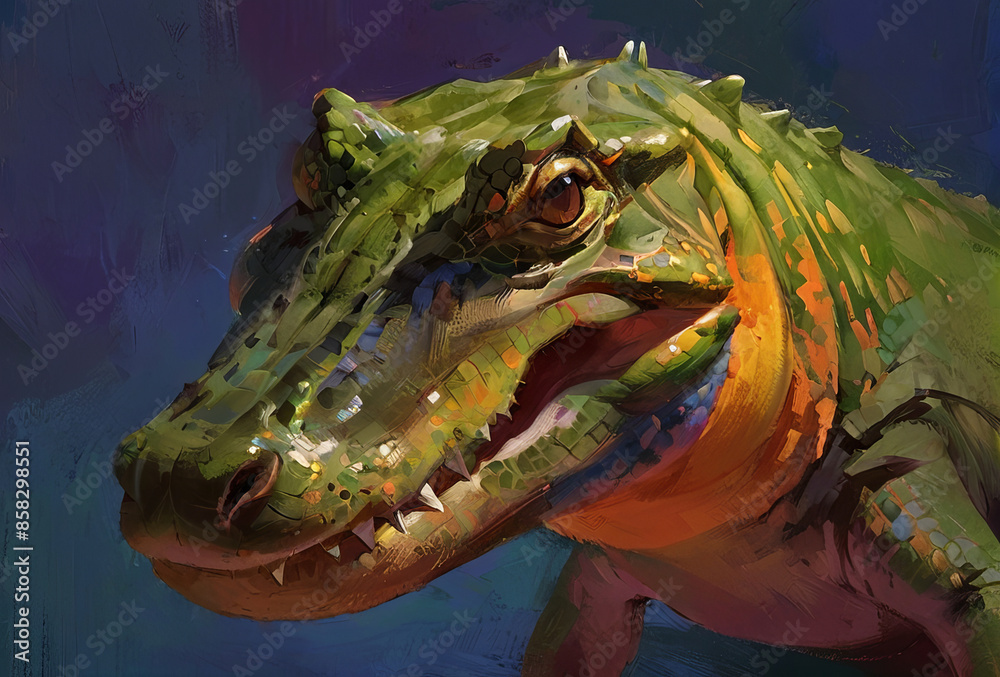 Crocodile drawing in digital painting style Crocodile drawing in digital painting style