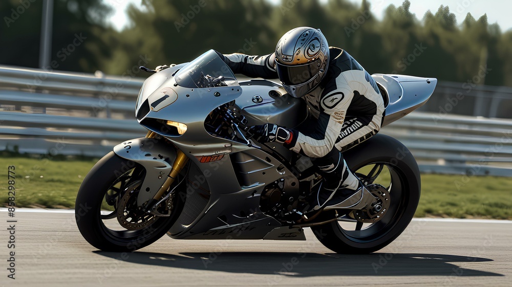 Vector drawing. Drawing of a racing motorcycle on a circuit race, for your design. Vector drawing. Drawing of a racing motorcycle on a circuit race, for your design.