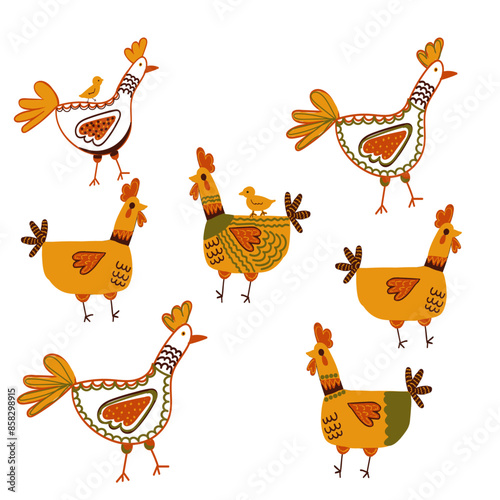 Hens, chickens vector