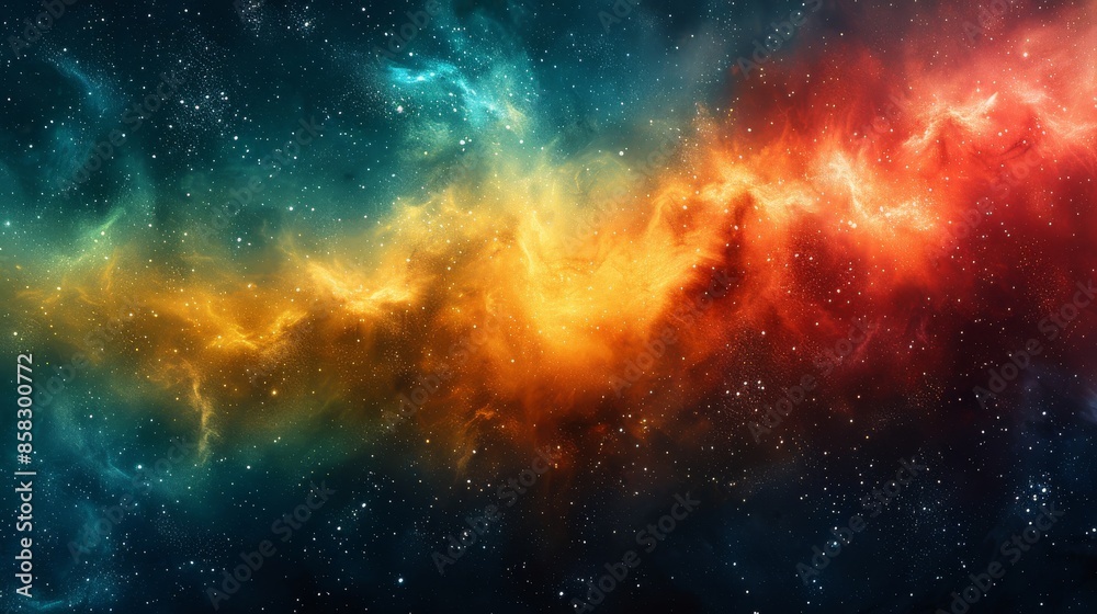A breathtaking portrayal of a starry night sky with a vibrant, colorful cosmic nebula, evoking a sense of infinite beauty, exploration, and the mesmerizing wonders of the universe.