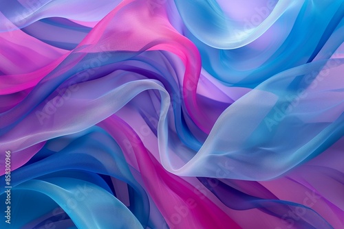 Swirling ribbons in blue and purple create an abstract, eye-catching background perfect for social media graphics.