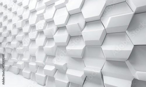 White background with a geometric hexagon pattern, styled for modern tech or science visual presentations.