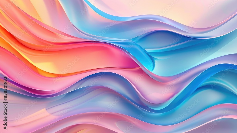 Fototapeta premium Modern abstract background with colorful waves, featuring a blend of blue, pink, and orange tones for a vibrant effect.