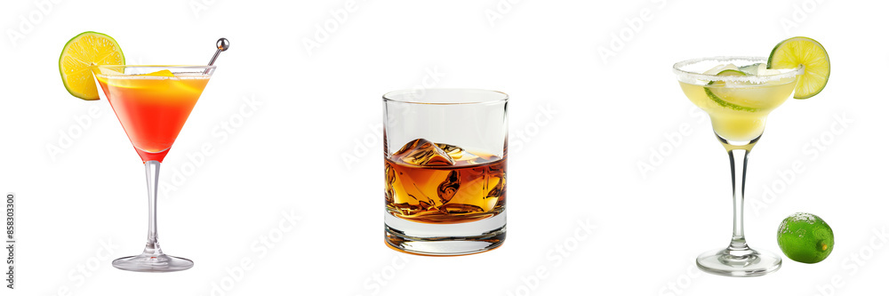 Glass of whiskey with ice isolated on thransparent background Glass of whiskey with ice isolated on thransparent background