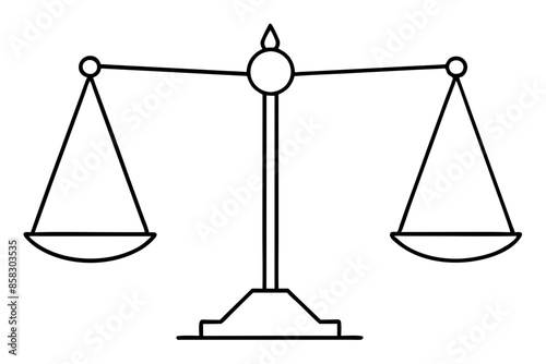 Balance scale line drawing, One continuous line drawing of law balance and scale of justice.