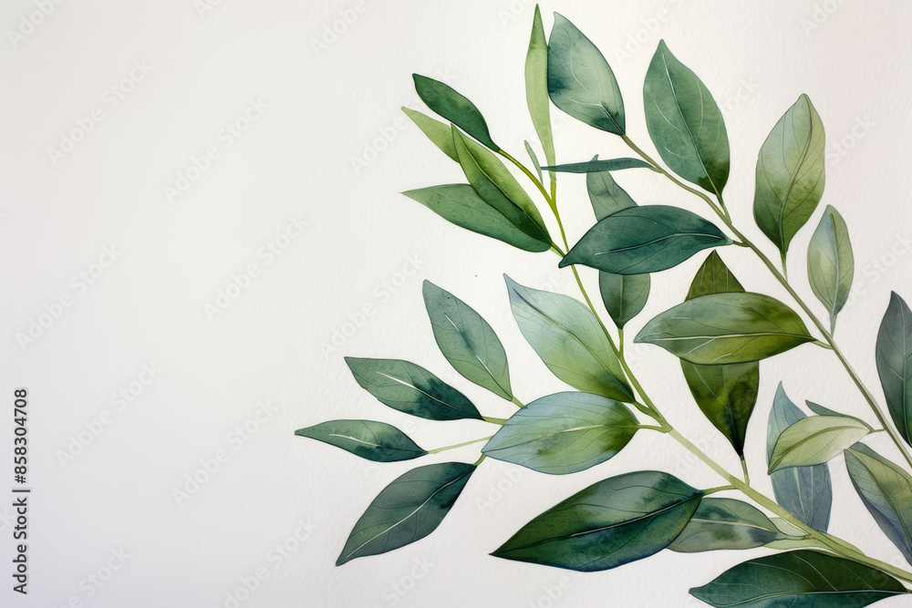 Botanical illustration of green leaves evoking summer vegetation and the importance of staying environmentally conscious during the hot season Botanical illustration of green leaves evoking summer vegetation and the importance of staying environmentally conscious during the hot season
