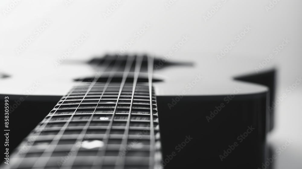 Fototapeta premium Close-up of guitar strings. Acoustic guitar. photography in black and white.