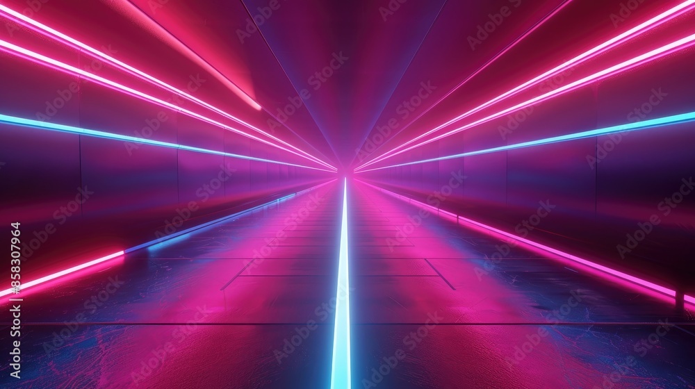 Futuristic glowing neon light path on a dark background, ideal for technology and music-themed designs Futuristic glowing neon light path on a dark background, ideal for technology and music-themed designs