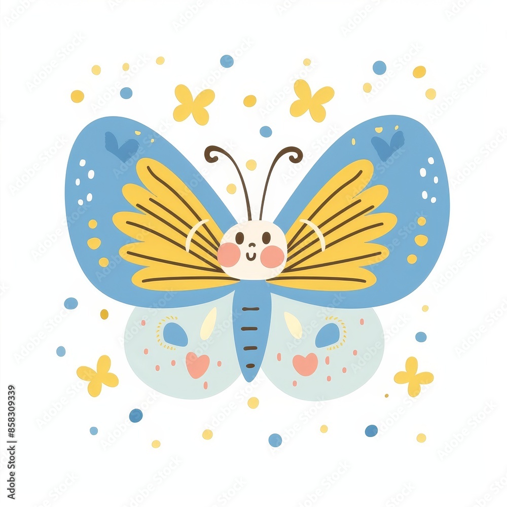 Symbol of butterflies. Flying blue color insect. Cute bug. Cartoon kawaii funny baby animal character. Childish style. Flat design. Isolated. White background. Vector. Symbol of butterflies. Flying blue color insect. Cute bug. Cartoon kawaii funny baby animal character. Childish style. Flat design. Isolated. White background. Vector.