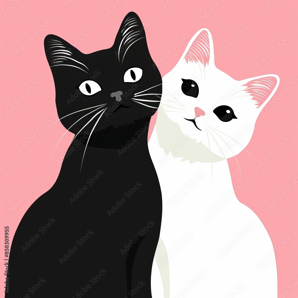 Couple hugging kittens. Cute cartoon funny kitty character. Kawaii animal in love. Happy Valentine's Day. Greeting card with a pink background. Couple hugging kittens. Cute cartoon funny kitty character. Kawaii animal in love. Happy Valentine's Day. Greeting card with a pink background.