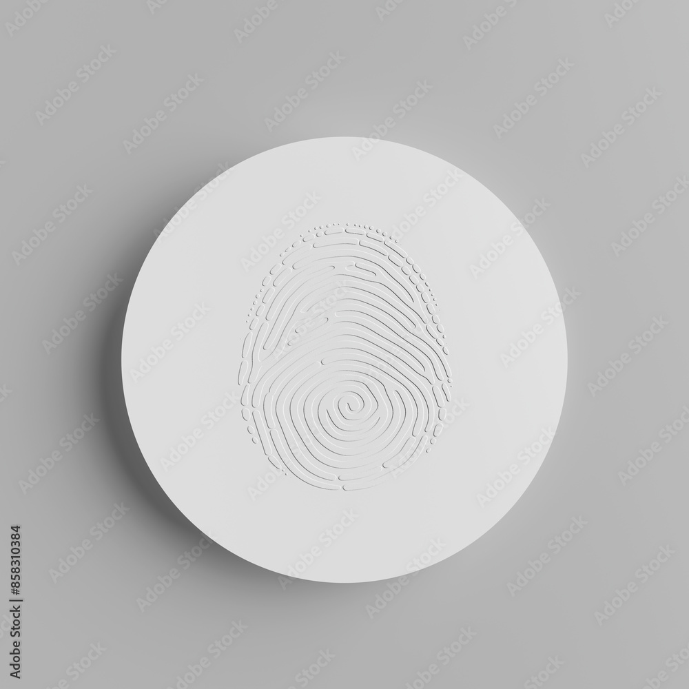 Fototapeta premium Security Concept. Fingerprint Password Circle Button. 3d Rendering