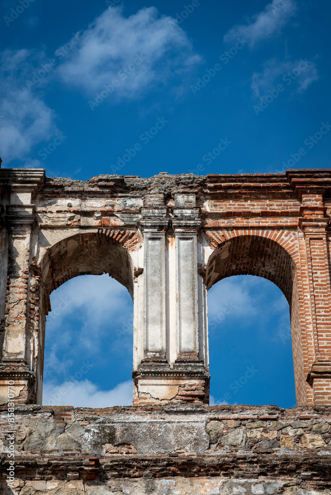 Ruins of The Church and convent of the Society of Jesus, built in the 17th century and destroyed in Santa Marta earthquake in 1773, Antigua, Guatemala Ruins of The Church and convent of the Society of Jesus, built in the 17th century and destroyed in Santa Marta earthquake in 1773, Antigua, Guatemala